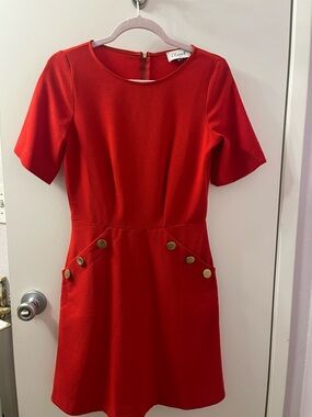 Vintage Style Closet London Red Short Sleeve A-Line Dress- PTP 17-19/L23 NWOT